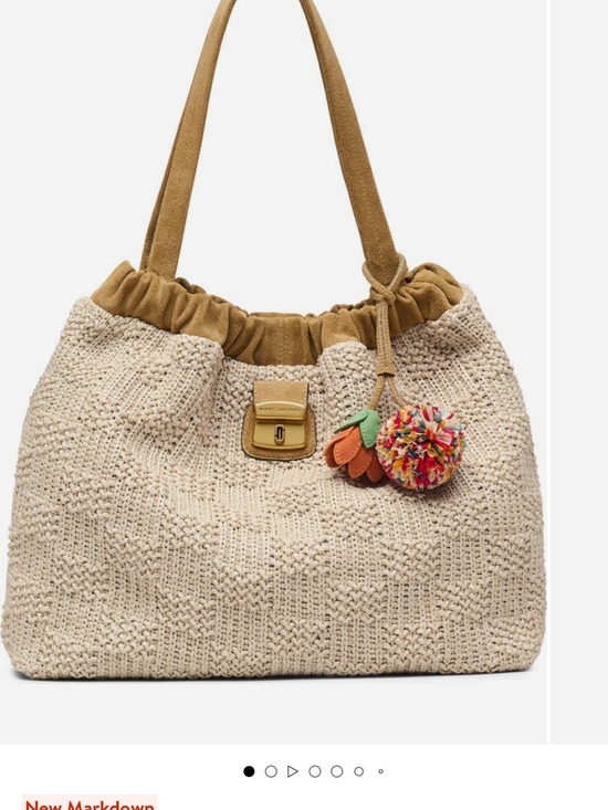 Marc Jacobs Handbags - Marc Jacobs Beige Crochet Raffia Tote with Pom Pom